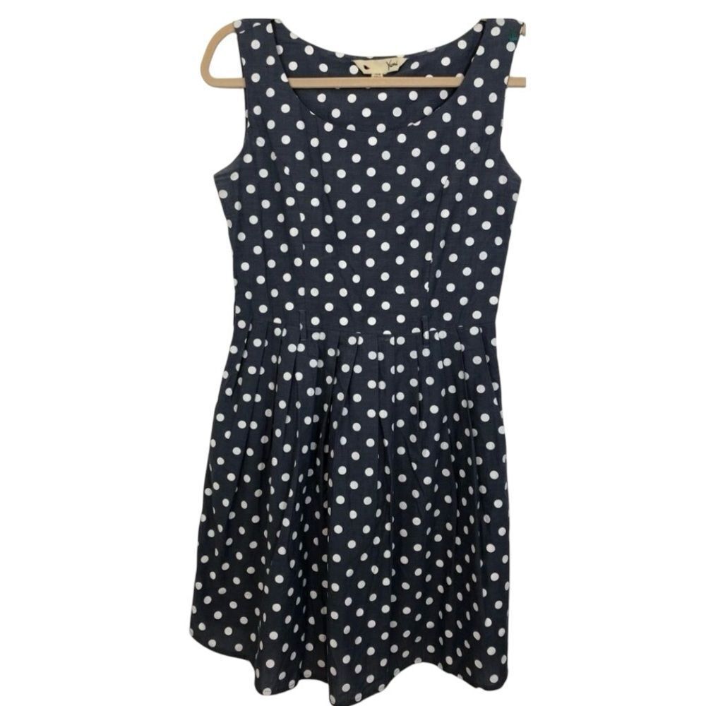 Yumi Dress; US2/4; gray/blue with white polka dots, 100% cotton, lined